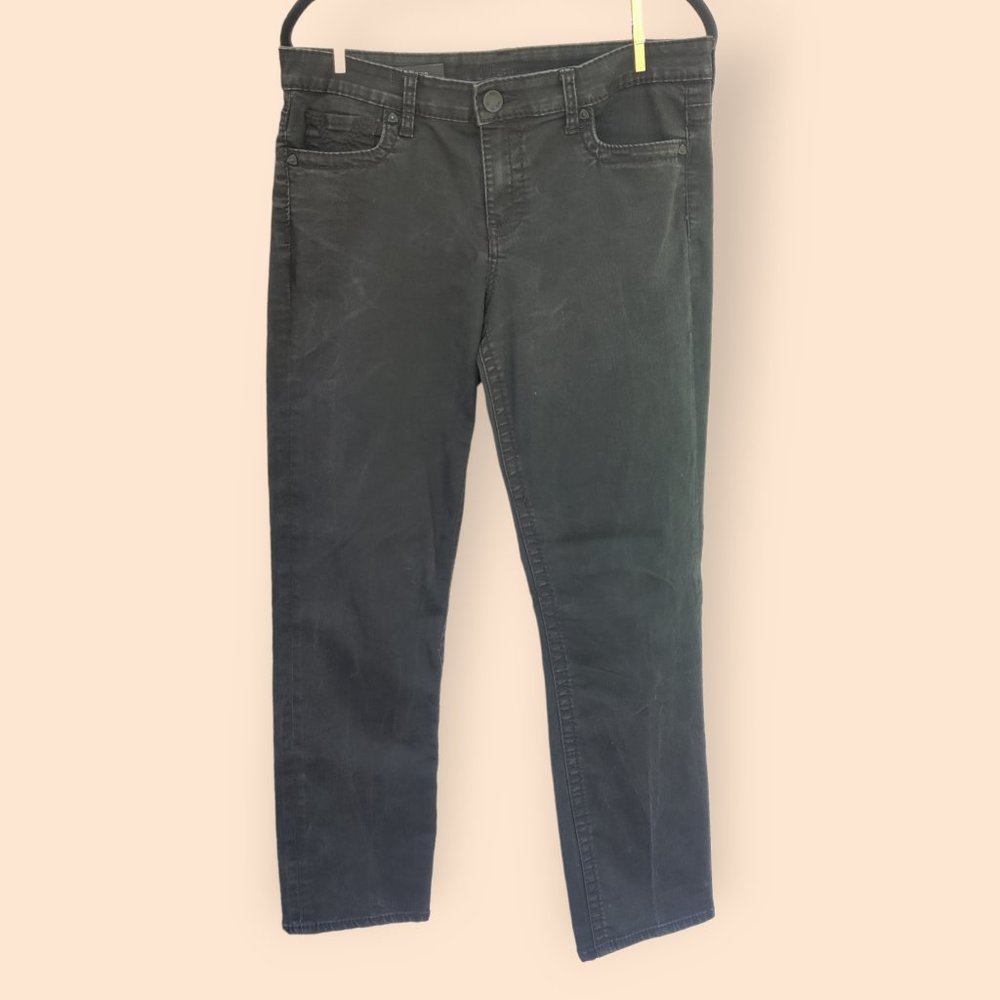 Kut From The Kloth Size 12 Stevie Straight Leg Black Jeans Denim Distressed